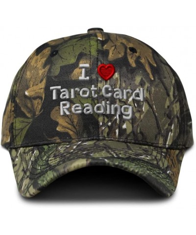 Custom Camo Baseball Cap I (Love) Tarot Card Reading Red Heart Hobbies Lovers Forest Tree Green Design Only $14.70 Baseball Caps