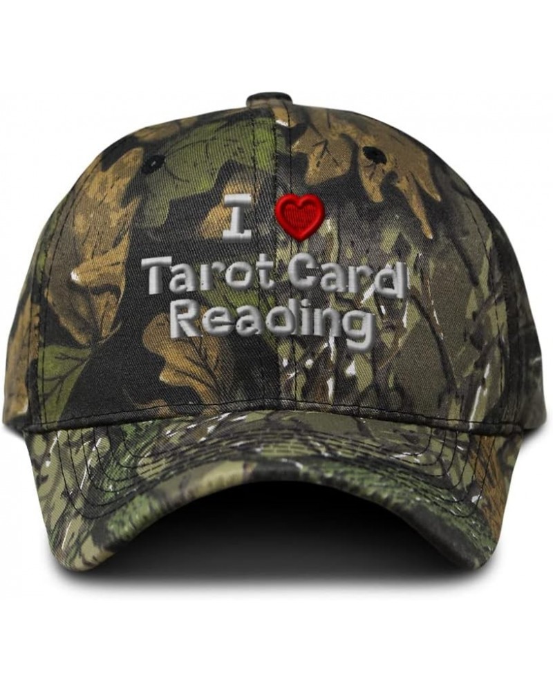 Custom Camo Baseball Cap I (Love) Tarot Card Reading Red Heart Hobbies Lovers Forest Tree Green Design Only $14.70 Baseball Caps