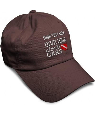 Soft Baseball Cap Dive Hair Don't Care Embroidery Humor Country Twill Cotton Dad Hats for Men & Women Brown Personalized Text...