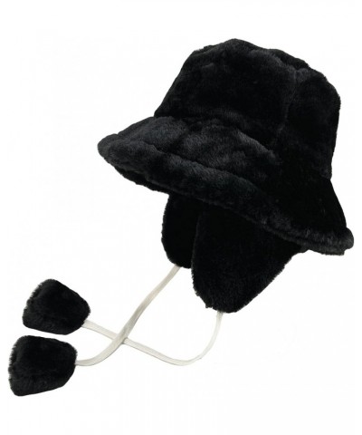 Fuzzy Bucket Hat Women Men Furry Cute Bucket Hats Winter Warm Plush Fisherman Fluffy Sherpa Funny Hat A-black $7.50 Bucket Hats