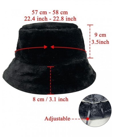 Fuzzy Bucket Hat Women Men Furry Cute Bucket Hats Winter Warm Plush Fisherman Fluffy Sherpa Funny Hat A-black $7.50 Bucket Hats