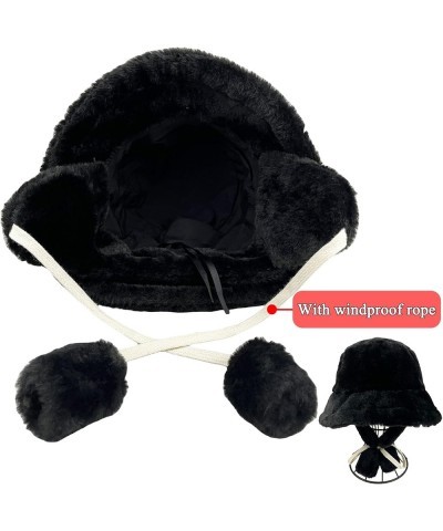 Fuzzy Bucket Hat Women Men Furry Cute Bucket Hats Winter Warm Plush Fisherman Fluffy Sherpa Funny Hat A-black $7.50 Bucket Hats