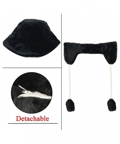 Fuzzy Bucket Hat Women Men Furry Cute Bucket Hats Winter Warm Plush Fisherman Fluffy Sherpa Funny Hat A-black $7.50 Bucket Hats