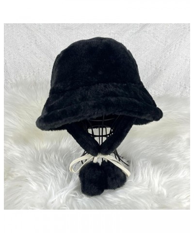 Fuzzy Bucket Hat Women Men Furry Cute Bucket Hats Winter Warm Plush Fisherman Fluffy Sherpa Funny Hat A-black $7.50 Bucket Hats