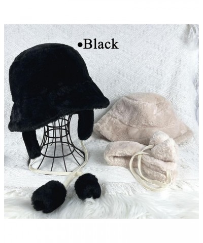 Fuzzy Bucket Hat Women Men Furry Cute Bucket Hats Winter Warm Plush Fisherman Fluffy Sherpa Funny Hat A-black $7.50 Bucket Hats