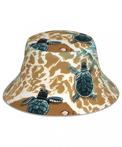 Turtles on The Beach Reflective Bucket Hat - Lightweight, Foldable Outdoor Sun Protection Hat Unisex Black, Black, One Size $...