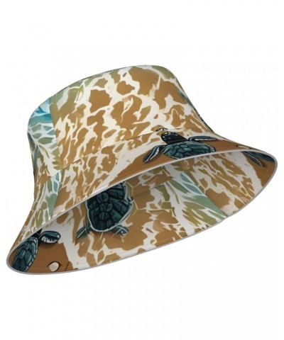 Turtles on The Beach Reflective Bucket Hat - Lightweight, Foldable Outdoor Sun Protection Hat Unisex Black, Black, One Size $...