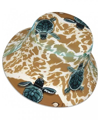 Turtles on The Beach Reflective Bucket Hat - Lightweight, Foldable Outdoor Sun Protection Hat Unisex Black, Black, One Size $...