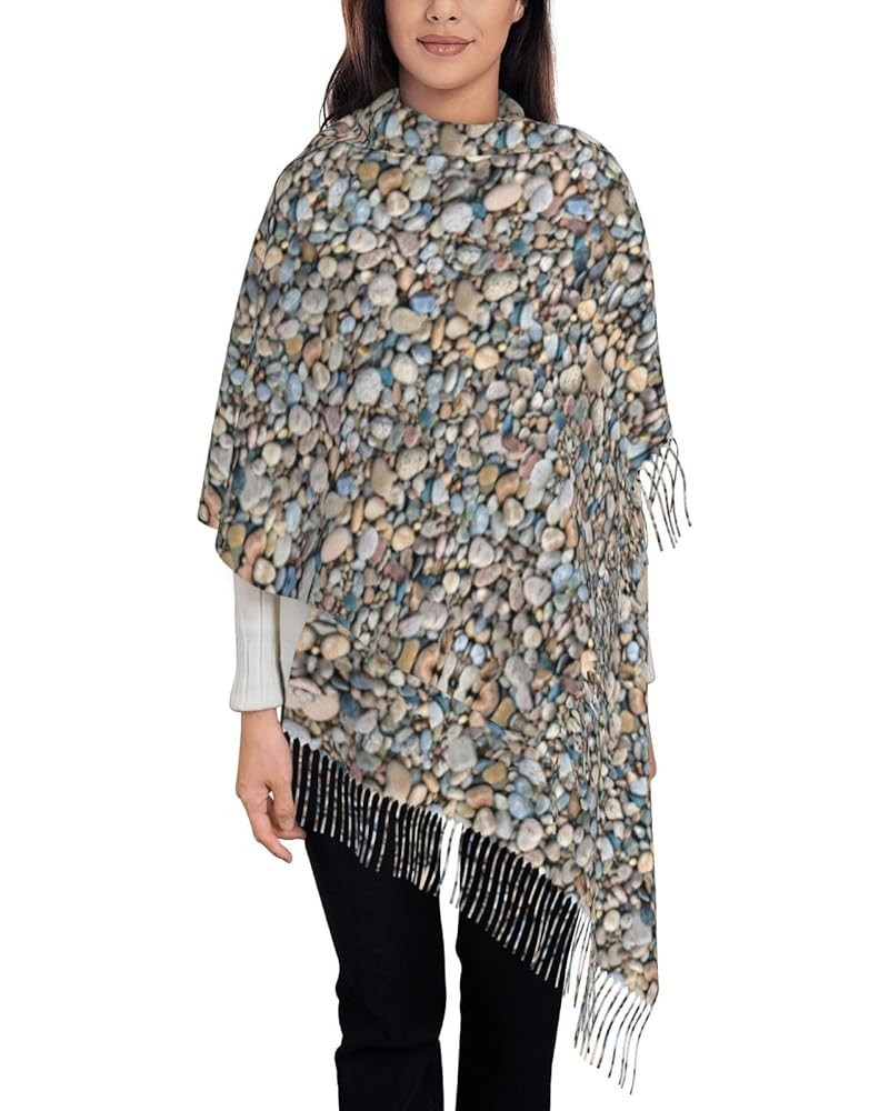 Avocado Scarfs For Women Winter Scarf For Women Cold Weather Soft Cashmere Shawl With Fringe Beach Stones Pattern $14.71 Scarves