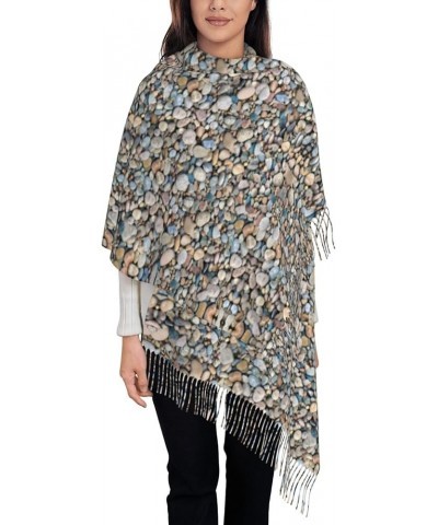 Avocado Scarfs For Women Winter Scarf For Women Cold Weather Soft Cashmere Shawl With Fringe Beach Stones Pattern $14.71 Scarves