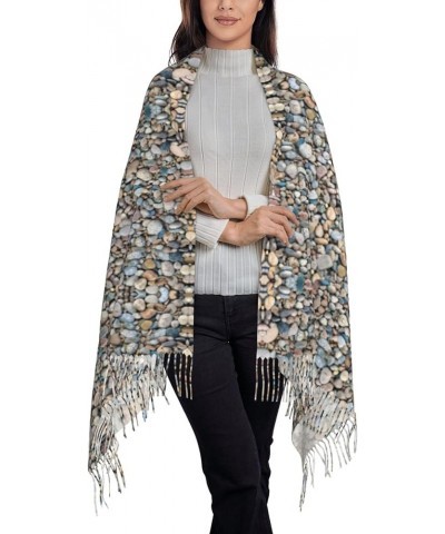 Avocado Scarfs For Women Winter Scarf For Women Cold Weather Soft Cashmere Shawl With Fringe Beach Stones Pattern $14.71 Scarves