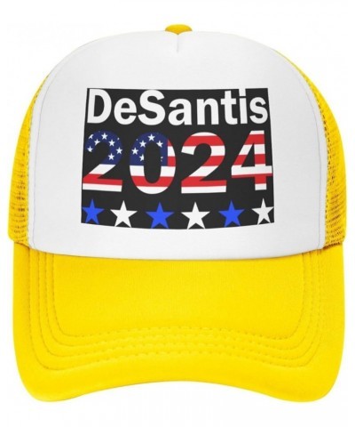 Ron Desantis 2024 Presidential Election Republican Mesh Trucker Hat Men Baseball Cap Ponytail Hat Women Sun Hat Black Yellow ...