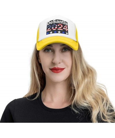 Ron Desantis 2024 Presidential Election Republican Mesh Trucker Hat Men Baseball Cap Ponytail Hat Women Sun Hat Black Yellow ...