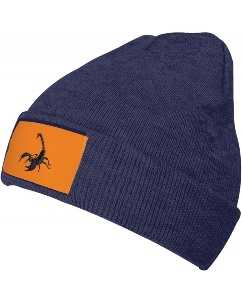 Scorpion Print Unisex Knitted Hat Daily Hat Birthday Theme Elasti Beanie Cap Outdoor Leisure Navy Blue $12.78 Skullies & Beanies