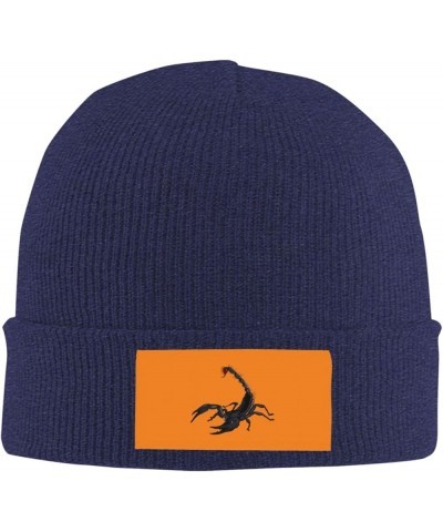 Scorpion Print Unisex Knitted Hat Daily Hat Birthday Theme Elasti Beanie Cap Outdoor Leisure Navy Blue $12.78 Skullies & Beanies