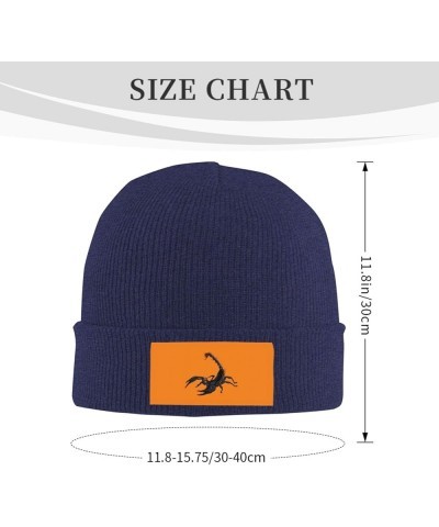 Scorpion Print Unisex Knitted Hat Daily Hat Birthday Theme Elasti Beanie Cap Outdoor Leisure Navy Blue $12.78 Skullies & Beanies