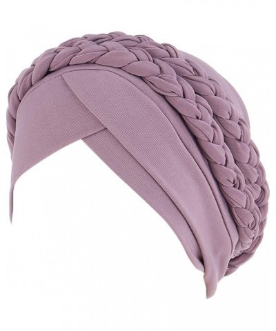 Pre Tied Head Wraps for Women Braid Islam Muslim Hair Turban Cap Solid Color Pretied Head Scarf Hats Lady Pink $7.41 Sun Hats