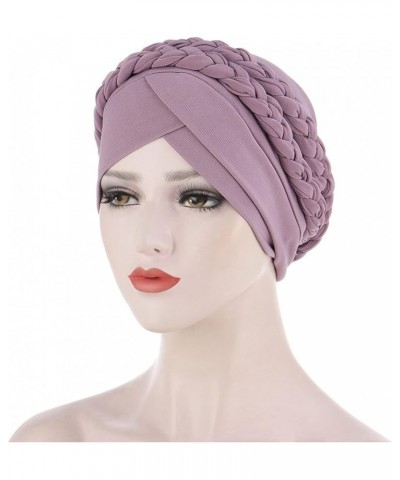 Pre Tied Head Wraps for Women Braid Islam Muslim Hair Turban Cap Solid Color Pretied Head Scarf Hats Lady Pink $7.41 Sun Hats