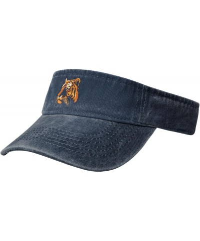 Realistic Tiger Sun Visor Hats for Women Men Adjustable Cooling Sports Sun Hats Cotton Golf Cap Navy Blue $12.07 Visors