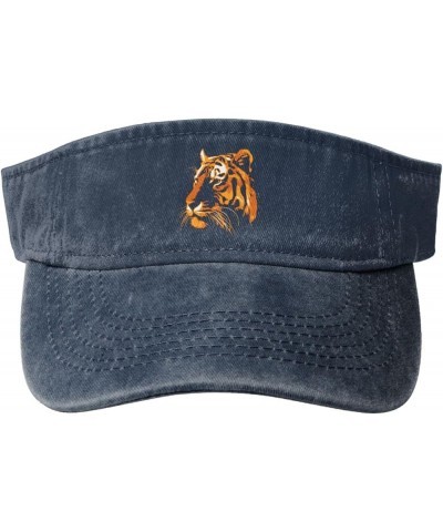 Realistic Tiger Sun Visor Hats for Women Men Adjustable Cooling Sports Sun Hats Cotton Golf Cap Navy Blue $12.07 Visors