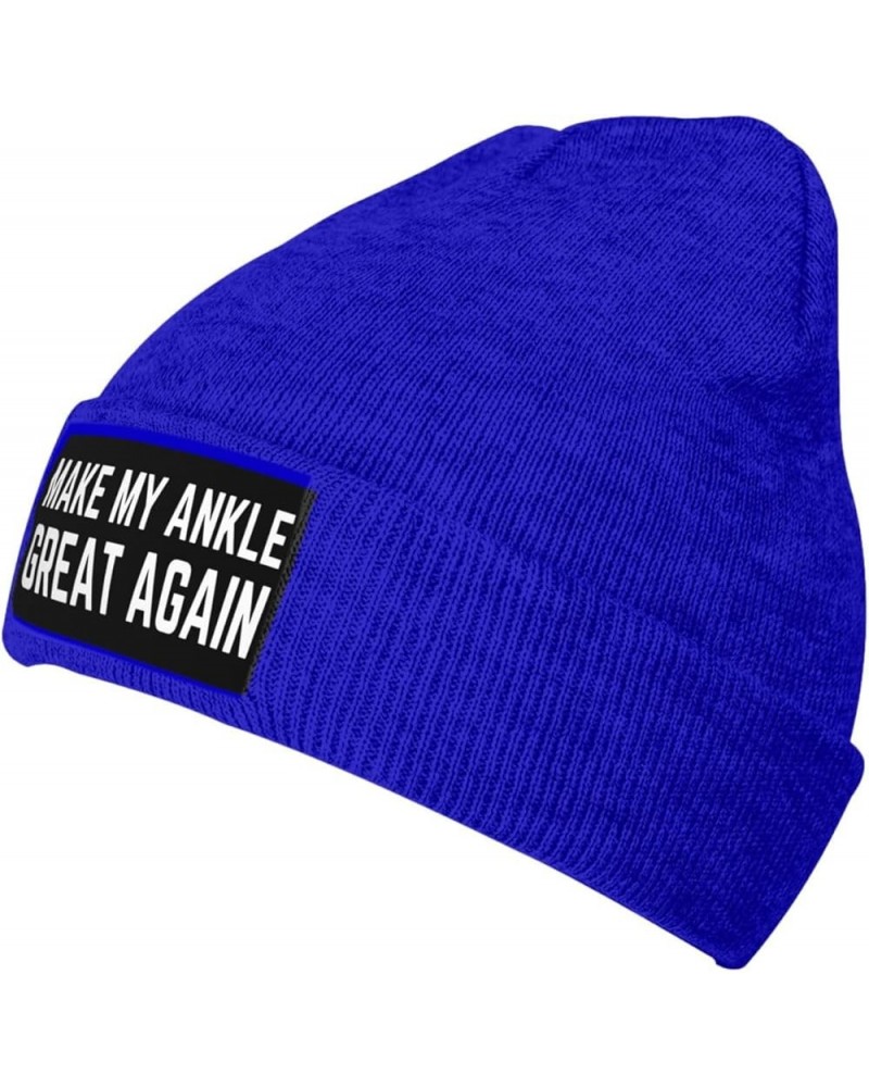 Make My Ankle Great Again Beanie Men Women Warm Knit Hat Winter Cap Blue $12.75 Skullies & Beanies