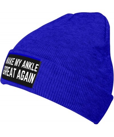 Make My Ankle Great Again Beanie Men Women Warm Knit Hat Winter Cap Blue $12.75 Skullies & Beanies