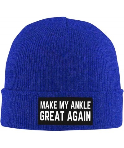 Make My Ankle Great Again Beanie Men Women Warm Knit Hat Winter Cap Blue $12.75 Skullies & Beanies