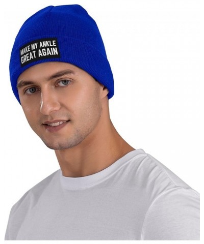 Make My Ankle Great Again Beanie Men Women Warm Knit Hat Winter Cap Blue $12.75 Skullies & Beanies