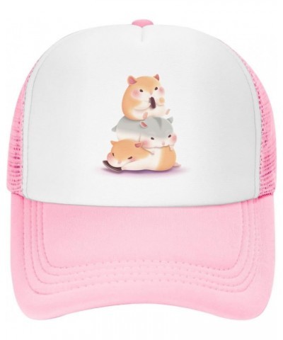 Mesh Dad Hat Adjustable Washed Cute Hamster Hamsters Pink Baseball Dad Cap Funny Distressed Ball Trucker Cap for Women Men Un...