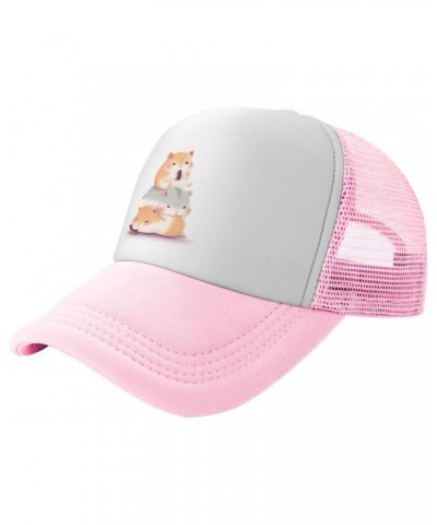 Mesh Dad Hat Adjustable Washed Cute Hamster Hamsters Pink Baseball Dad Cap Funny Distressed Ball Trucker Cap for Women Men Un...