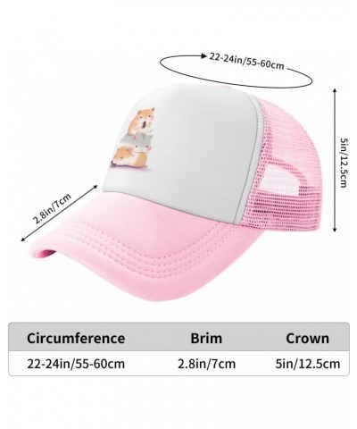 Mesh Dad Hat Adjustable Washed Cute Hamster Hamsters Pink Baseball Dad Cap Funny Distressed Ball Trucker Cap for Women Men Un...