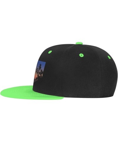 Tropical Beach Scenery at Sunset Baseball Cap for Men Women Snapback Hat Adjustable Flat Bill Hats Green $14.83 Baseball Caps