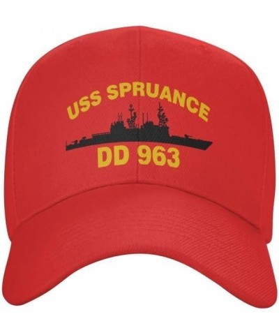 USS Spruance DD 963 Flag-Baseball Caps Denim Hats Cowboy Knit hat Fisherman's hat Red $14.56 Baseball Caps