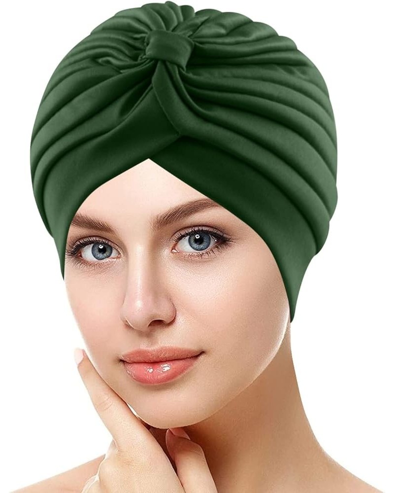 Ladies Fall Head Scarf Womens Large Elastic Solid Comfort Flat Hat Monochrome Fashion Headband Hat Womens Hat Green One Size ...