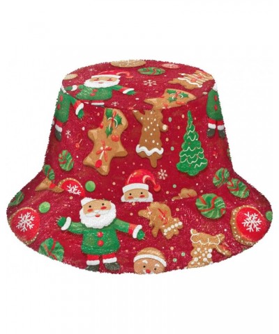 Christmas Gingerbread Santa Claus Unisex Bucket Hat for Women Men Summer Sun Beach Fishing Cap with UV Protection Lightweight...