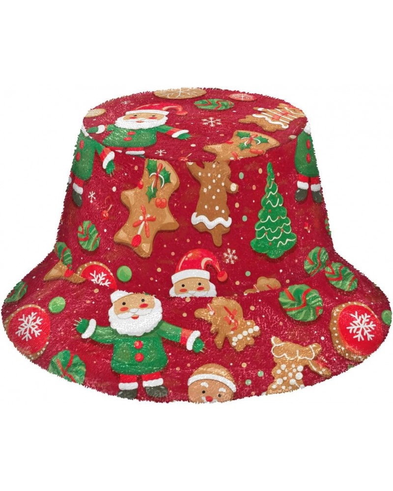 Christmas Gingerbread Santa Claus Unisex Bucket Hat for Women Men Summer Sun Beach Fishing Cap with UV Protection Lightweight...