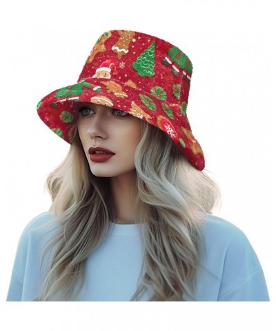 Christmas Gingerbread Santa Claus Unisex Bucket Hat for Women Men Summer Sun Beach Fishing Cap with UV Protection Lightweight...