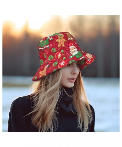 Christmas Gingerbread Santa Claus Unisex Bucket Hat for Women Men Summer Sun Beach Fishing Cap with UV Protection Lightweight...