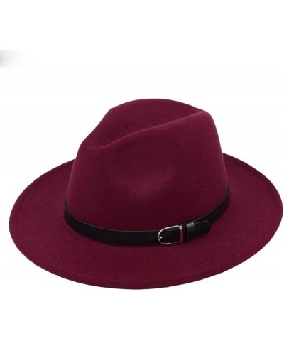 British Fedora Hat Men Women Imitation Woolen Winter Felt Hats Jazz Hat 56-58CM Purple $20.48 Fedoras