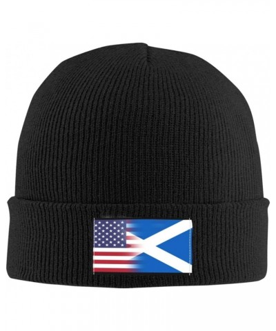 Scotland American Flag Beanie Hats Warm Chunky Cable Knit Hat Slouchy Skull Cap for Women Men Black $13.20 Skullies & Beanies