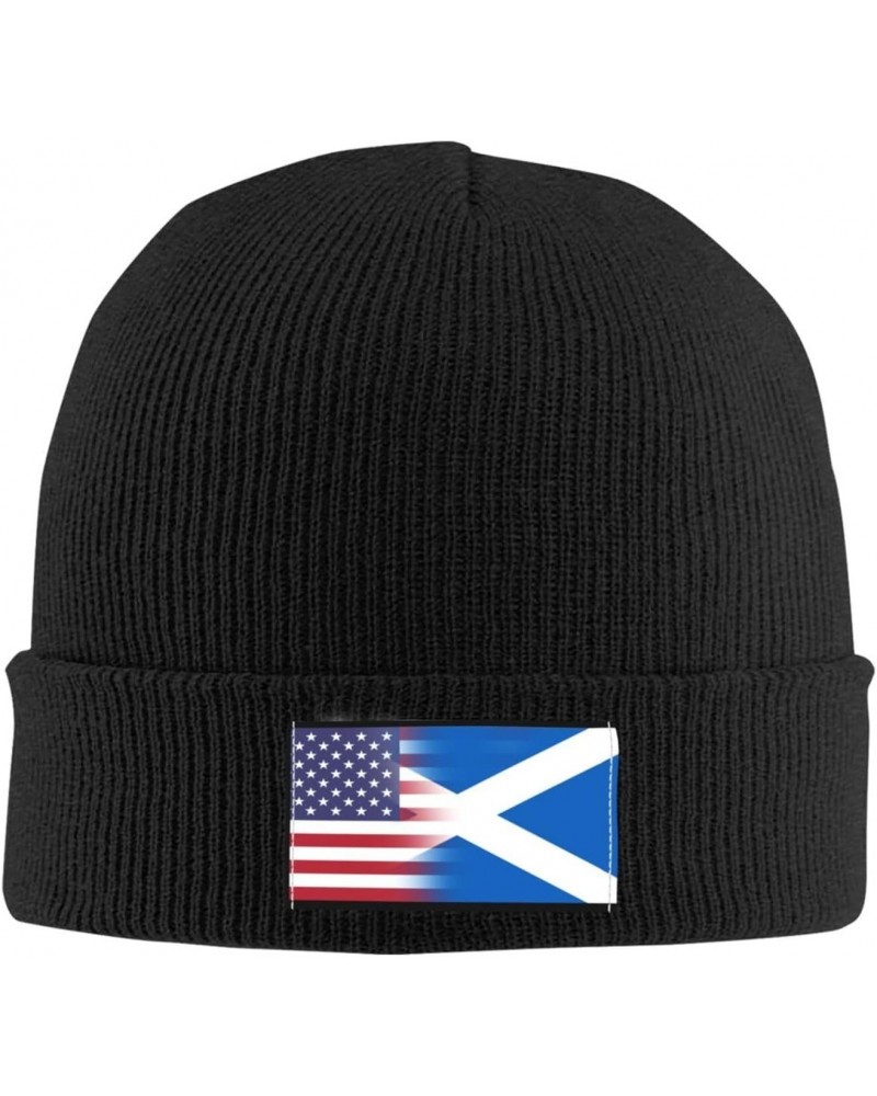 Scotland American Flag Beanie Hats Warm Chunky Cable Knit Hat Slouchy Skull Cap for Women Men Black $13.20 Skullies & Beanies