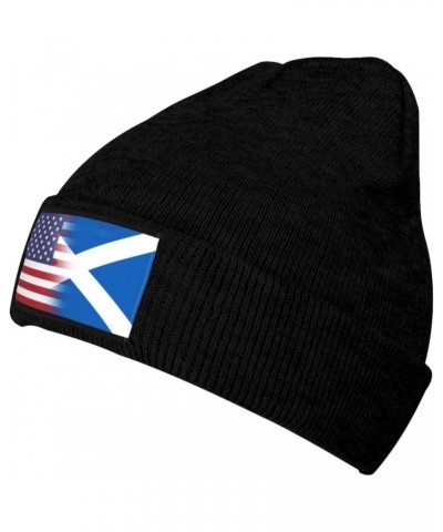 Scotland American Flag Beanie Hats Warm Chunky Cable Knit Hat Slouchy Skull Cap for Women Men Black $13.20 Skullies & Beanies