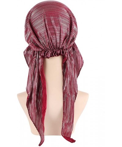 Stretch Turban Hats for Women Beaded Headscarf Winding Knot Beanie Cap Hair Wrap Pretied for Black Women Wine $5.40 Headbands