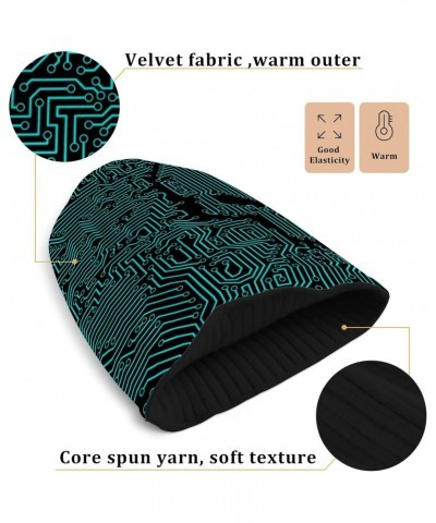 Skull Funny Circuit Stripe Beanie for Women Men Winter Hat Reversible Skull Cuffed Knit Cap Multi $10.35 Skullies & Beanies