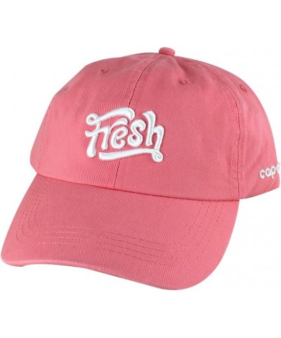 3D Puff Fresh Funkie Script Unstructured Baseball Cap Dad Hat - Candy Orange $14.79 Baseball Caps