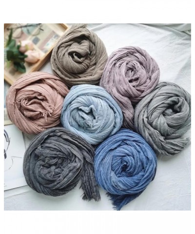 Men's Wrinkle Tassel Scarves Male Cotton Linen Warm Scarf Dark Gray $14.39 Scarves