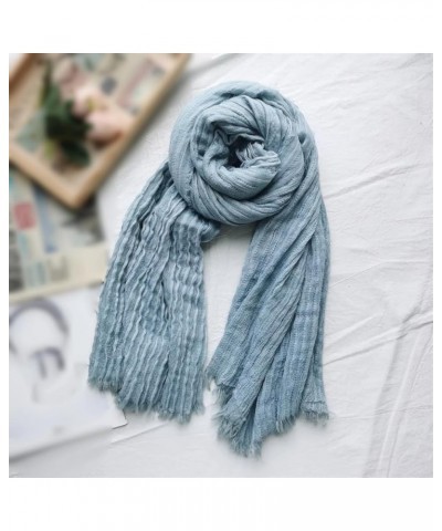 Men's Wrinkle Tassel Scarves Male Cotton Linen Warm Scarf Dark Gray $14.39 Scarves