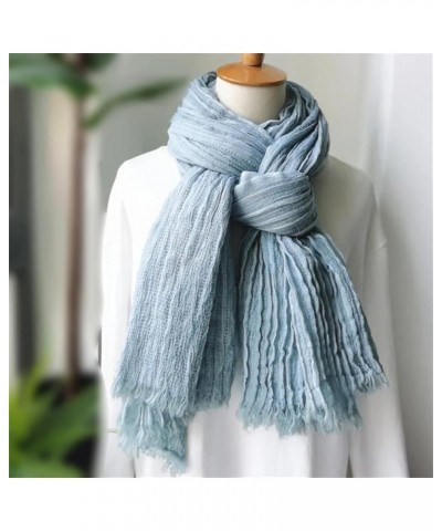 Men's Wrinkle Tassel Scarves Male Cotton Linen Warm Scarf Dark Gray $14.39 Scarves