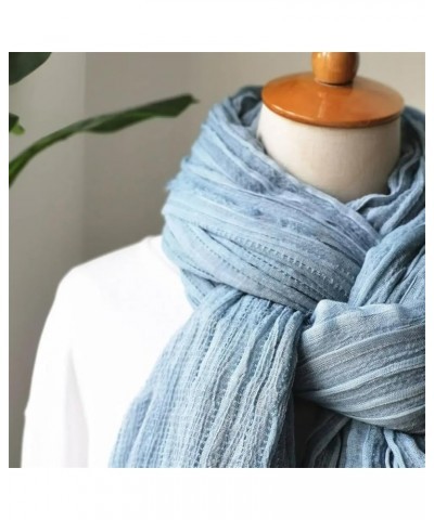 Men's Wrinkle Tassel Scarves Male Cotton Linen Warm Scarf Dark Gray $14.39 Scarves