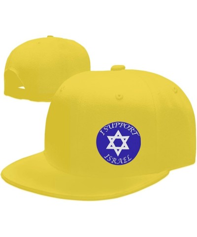 I Support Israel Hats for Men Black Hat Flat Bill Mens Dad Hats Classic Baseball Cap Yellow $8.58 Baseball Caps